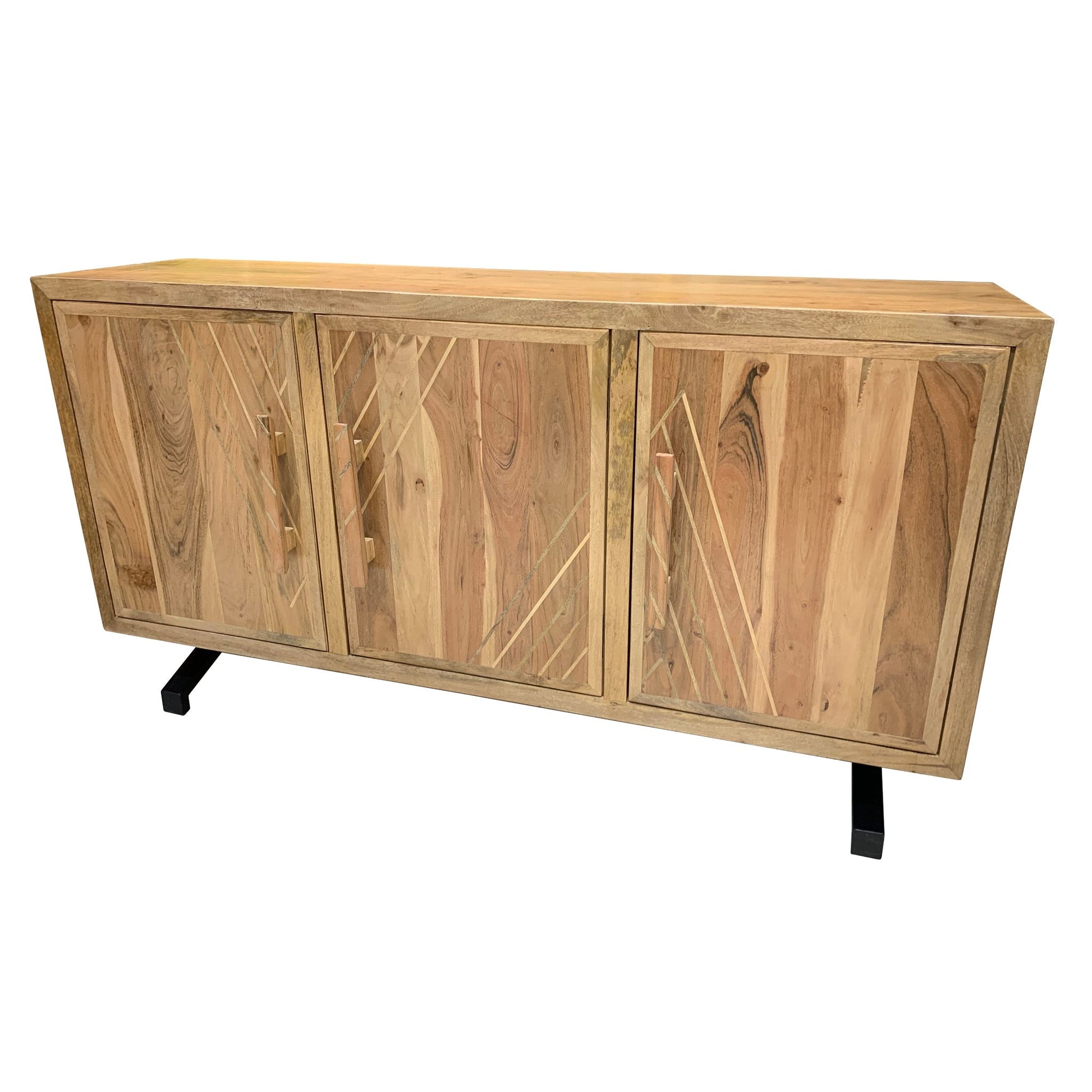 Crestview Collection 64" x 16" x 34" 3-Door Transitional Brown Wood And Metal Sideboard