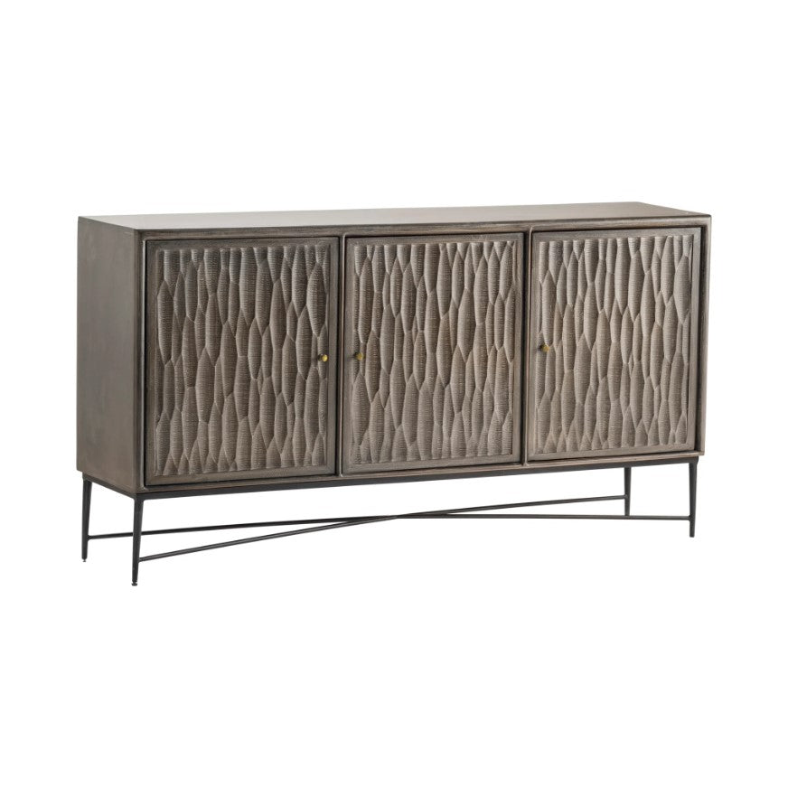Crestview Collection 69" x 16" x 37" 3-Door Transitional Brown Wood And Metal Sideboard
