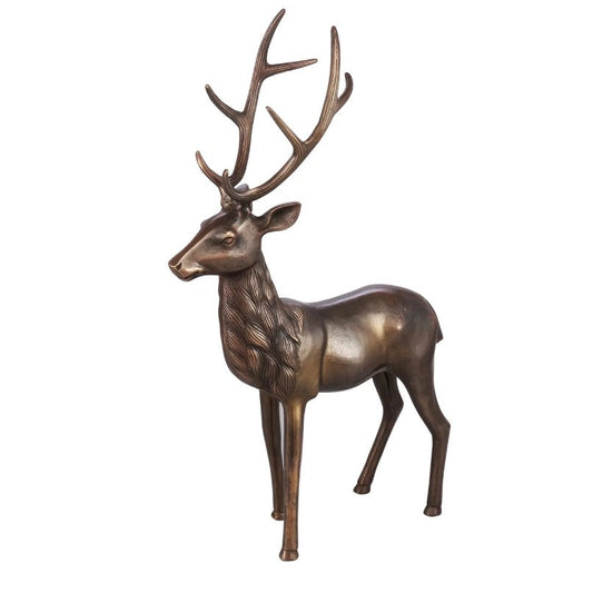 Crestview Collection 8" x 16" x 26" Traditional Aluminum Large Buck Statue In Bronze Finish