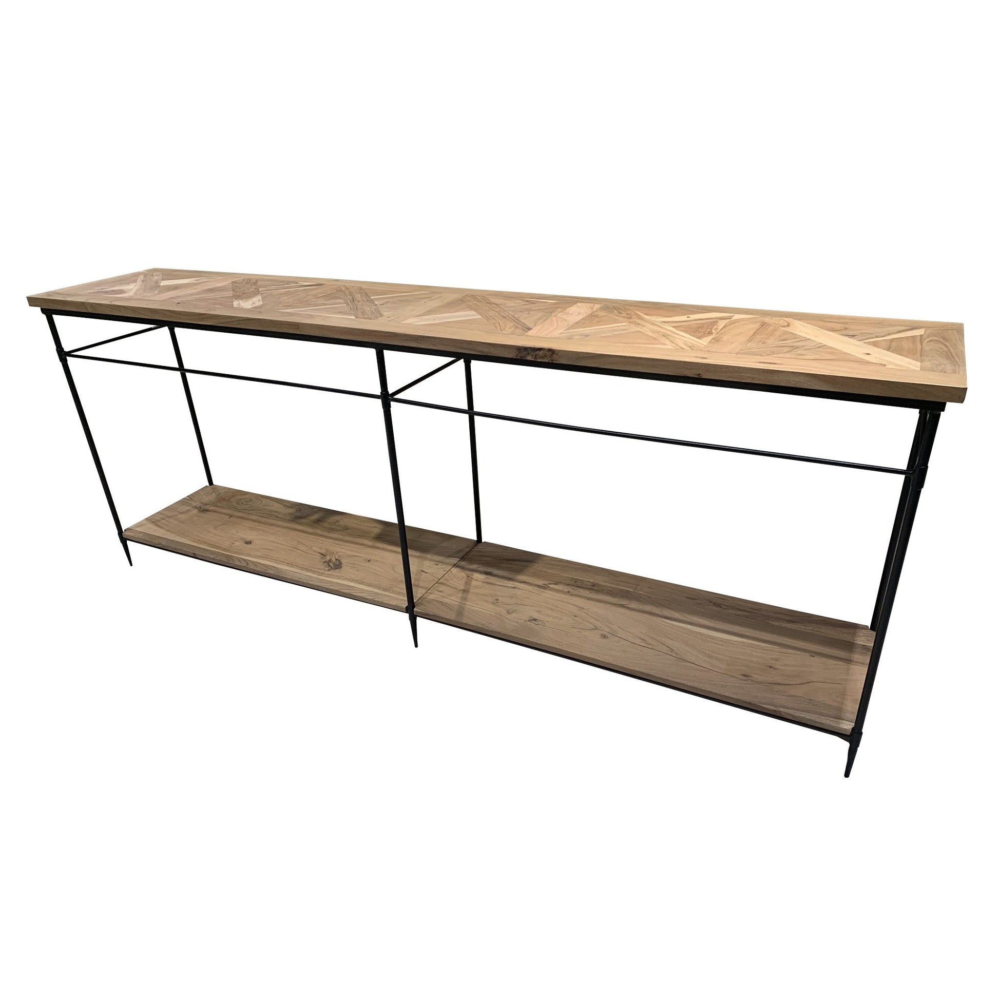 Crestview Collection 83" x 16" x 32" Traditional Wood And Metal Console Table In Brown and Black Finish