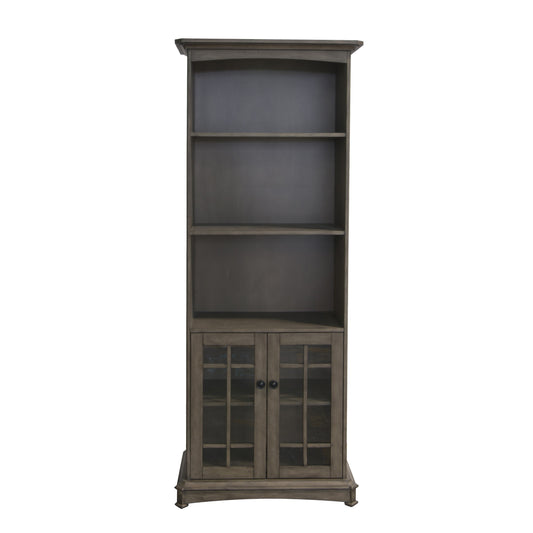 Crestview Collection Acacia 30" x 15" x 75" 2-Door 3-Shelf Transitional Dark Brown Wood Bookcase