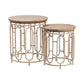 Crestview Collection Allyson 20” x 20” x 22” & 16” x 16” x 19” Rustic Textured Metal And Wood Set of Tables In Natural Wood and Distressed White Finish