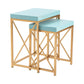 Crestview Collection Amherst 21" x 15" x 26" & 18" x 14" x 22" Traditional Metal And Wood Nesting Tables In Blue and Gold Finish