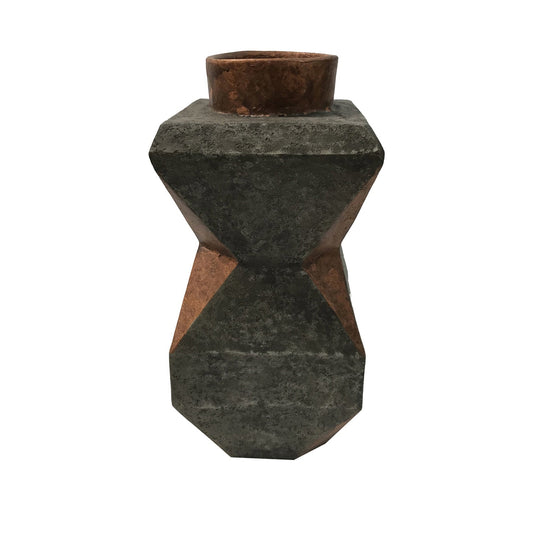 Crestview Collection Bannon 10" x 10" x 18" Rustic Ecomix Vase In Bronze and Stone Finish