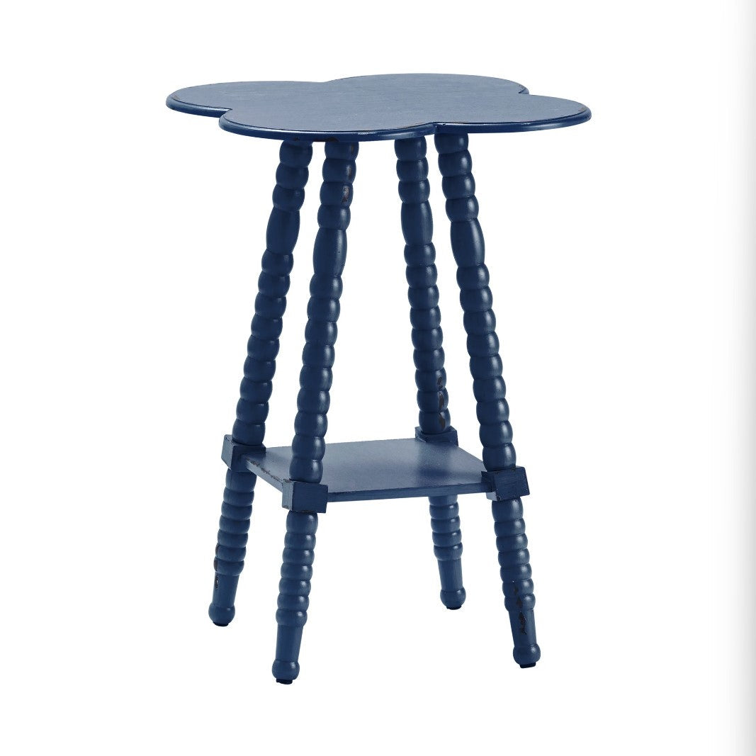 Crestview Collection Bar Harbor 18" x 18" x 26" Coastal Wood Clover Shaped Accent Table In Indigo Finish