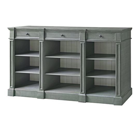 Crestview Collection Bedford 72" x 16" x 43" 3-Drawer Traditional Wood Bookshelf Console In Mint Green and White Finish
