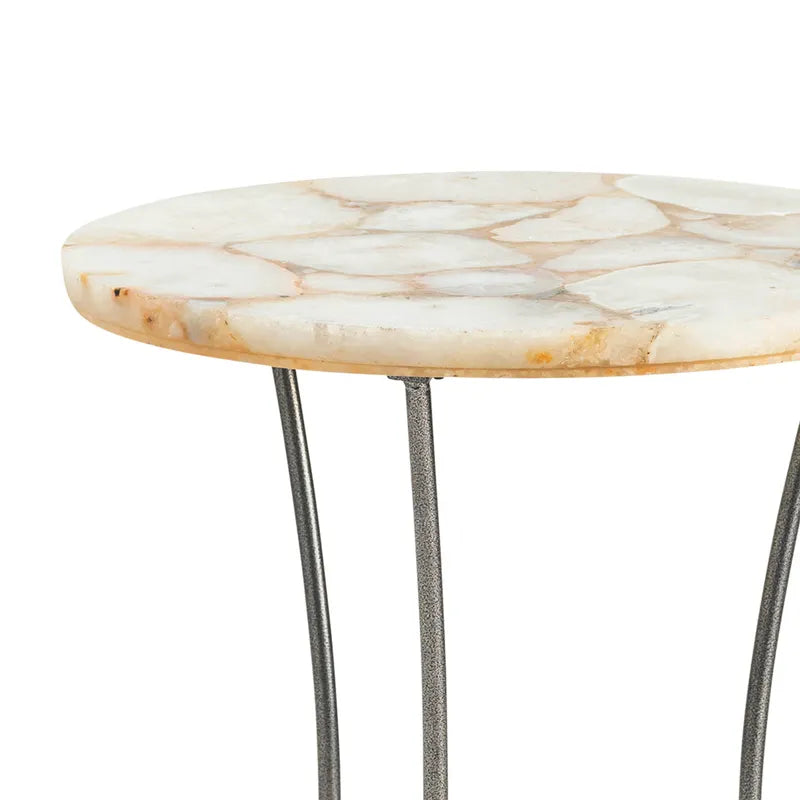 Crestview Collection Bengal Manor 17" x 17" x 23" Modern Marble And Iron Table In Cream Agate Finish