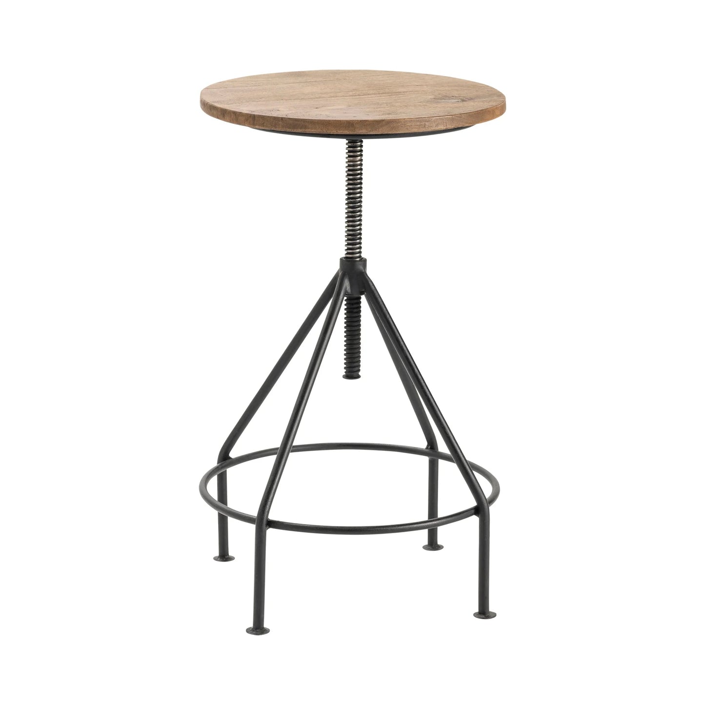 Crestview Collection Bengal Manor 18" x 18" x 21" Rustic Mango Wood And Metal Bar Stool