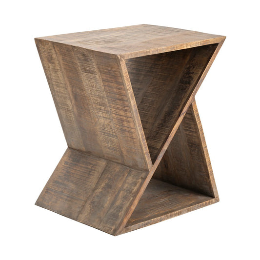Crestview Collection Bengal Manor 22" x 18" x 26" Rustic Mango Wood Angled End Table In Natural Wood Finish