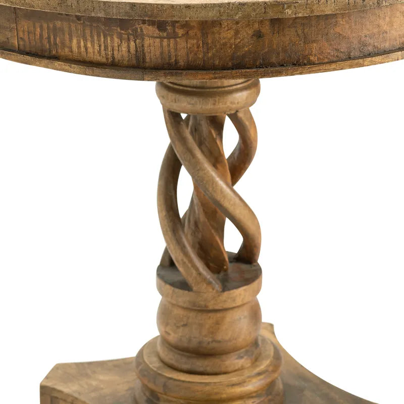 Crestview Collection Bengal Manor 30" x 30" x 30" Rustic Mango Wood Twist Accent Table In Natural Wood Finish