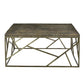 Crestview Collection Bengal Manor 40" x 40" x 18" Occasional Mango Wood Cocktail Table with Square Crazy Cut Iron In Aged Gold Finish