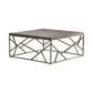 Crestview Collection Bengal Manor 40" x 40" x 18" Occasional Mango Wood Cocktail Table with Square Crazy Cut Iron In Aged Gold Finish