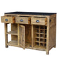 Crestview Collection Bengal Manor 47" x 24" x 37" Rustic Brown Mango Wood and Granite Kitchen Island
