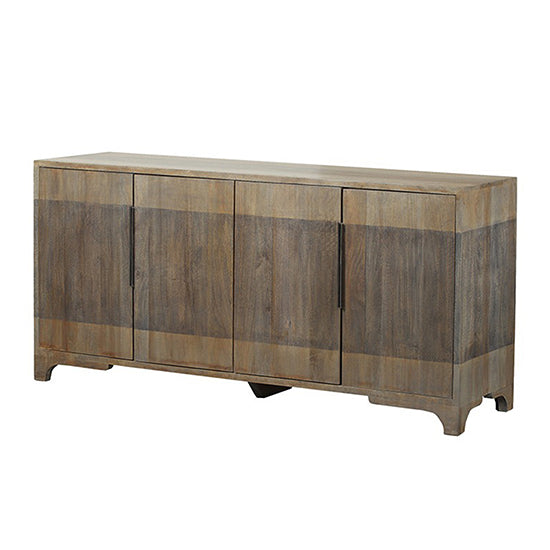 Crestview Collection Bengal Manor 70" x 18" x 34" 2-Tone 4-Door Rustic Gray Mango Wood Sideboard