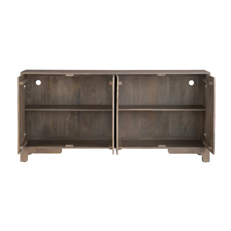 Crestview Collection Bengal Manor 70" x 18" x 34" 2-Tone 4-Door Rustic Gray Mango Wood Sideboard