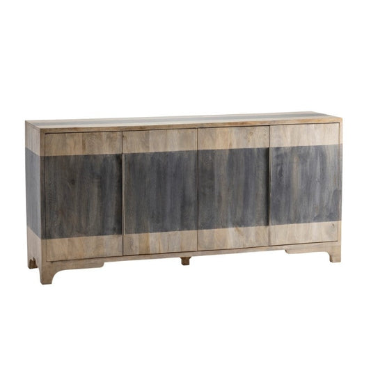 Crestview Collection Bengal Manor 70" x 18" x 34" 2-Tone 4-Door Rustic Gray Mango Wood Sideboard