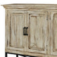 Crestview Collection Bengal Manor 72" x 13" x 37" 4-Door Rustic Mango Wood Sideboard In Heavily Distressed Antique White Finish