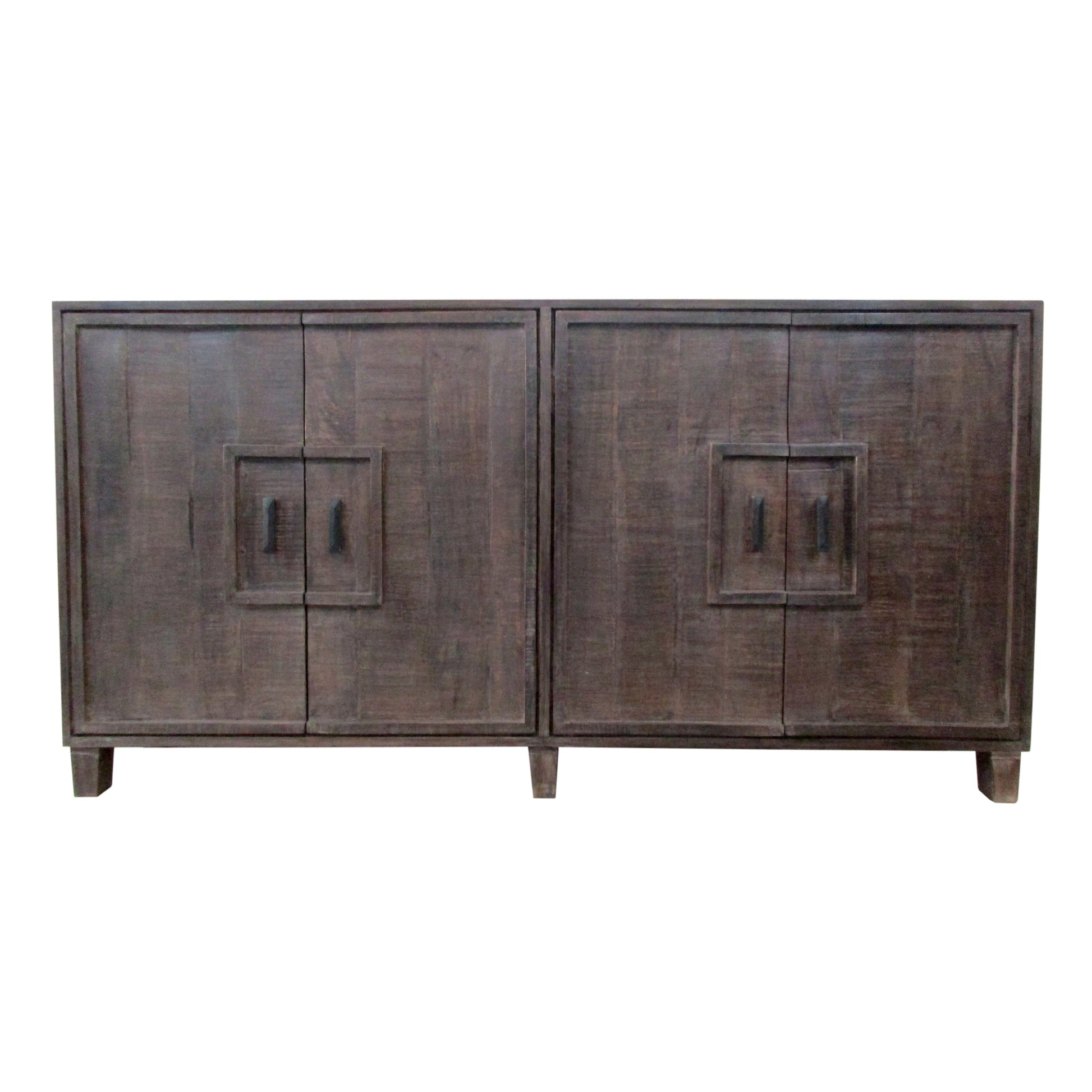 Crestview Collection Bengal Manor 72" x 14" x 37" 4-Door Rustic Brown Mango Wood Frame Detail Rough Hewn Sideboard