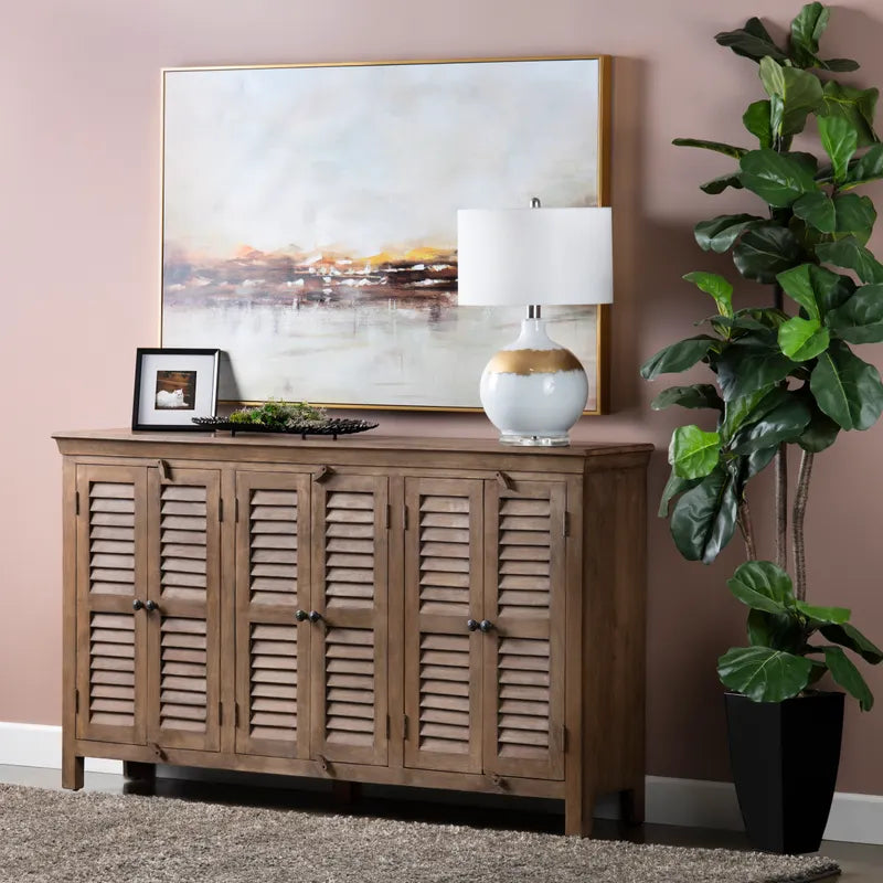 Crestview Collection Bengal Manor 72" x 16" x 42" 6-Door Rustic Brown Mango Wood Sideboard