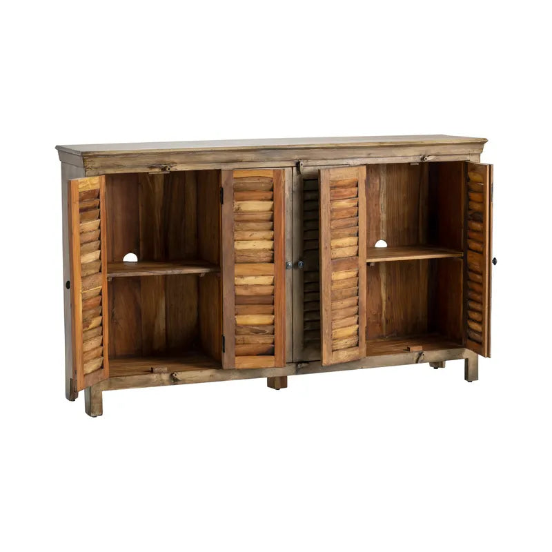 Crestview Collection Bengal Manor 72" x 16" x 42" 6-Door Rustic Brown Mango Wood Sideboard