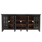 Crestview Collection Bengal Manor 94" x 16" x 42" 6-Door Transitional Dark Brown Acacia Wood Large Window Pane Sideboard