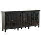 Crestview Collection Bengal Manor 94" x 16" x 42" 6-Door Transitional Dark Brown Acacia Wood Large Window Pane Sideboard