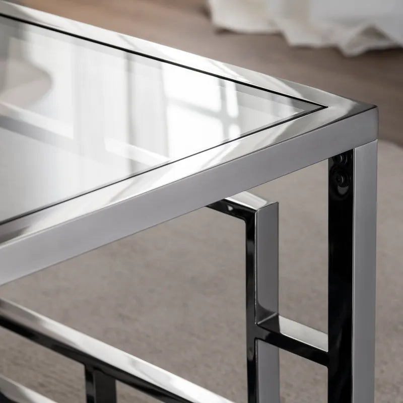 Crestview Collection Bentley 48" x 28" x 20" Occasional Metal And Glass Rectangle Design Cocktail Table with Beveled Mirror Top
