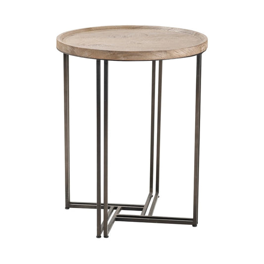 Crestview Collection Blake 20" x 20" x 24" Rustic Metal And Wood Accent Table In Natural Finish