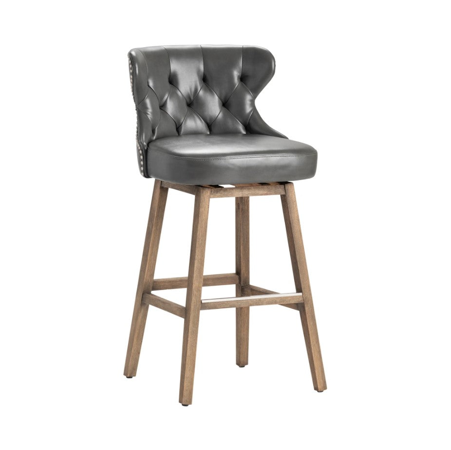 Crestview Collection Braddock 21" x 20" x 40" Traditional Faux Leather And Wood Bar Stool