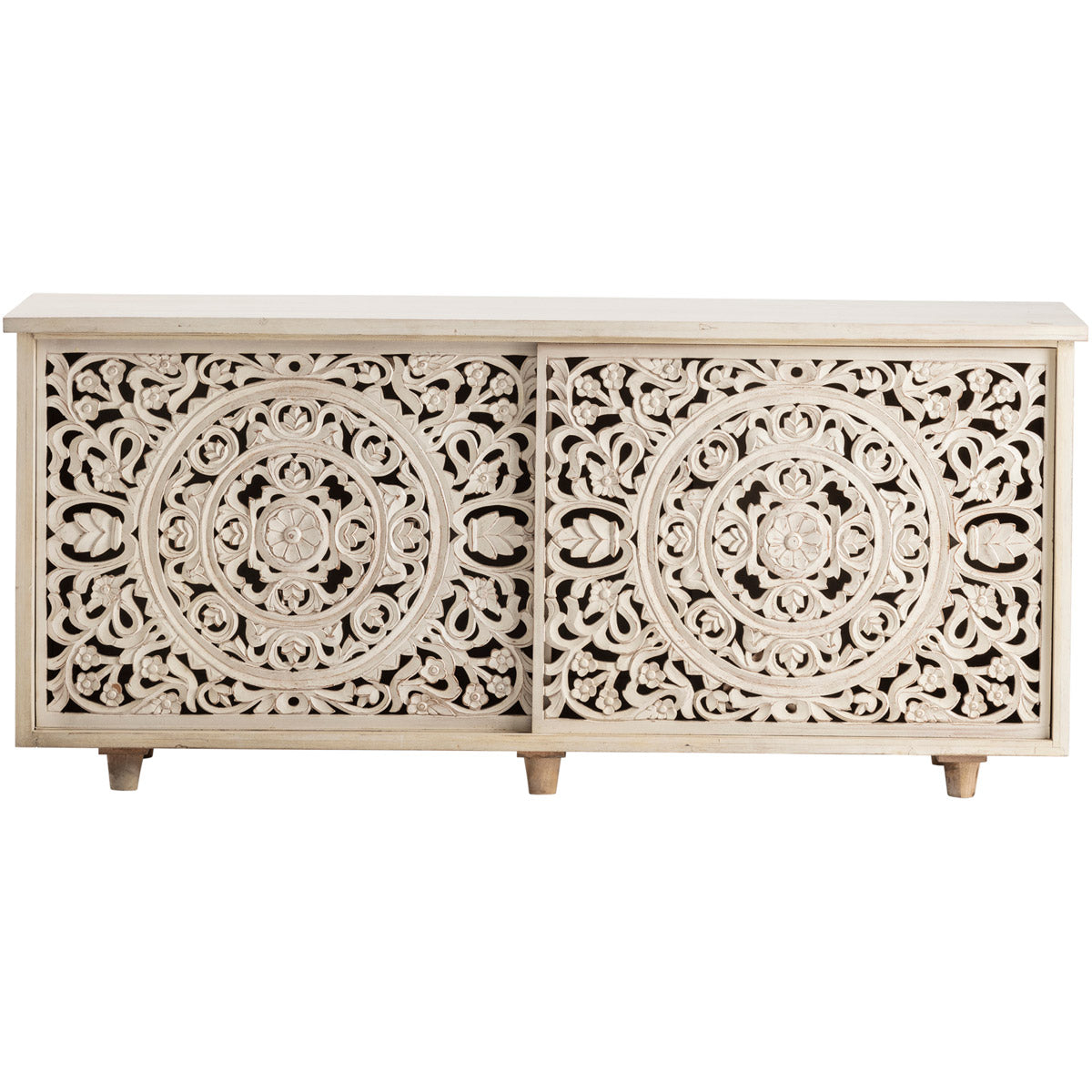 Crestview Collection Carrington 67" x 18" x 30" 2-Sliding-Door Traditional White Wood Sideboard