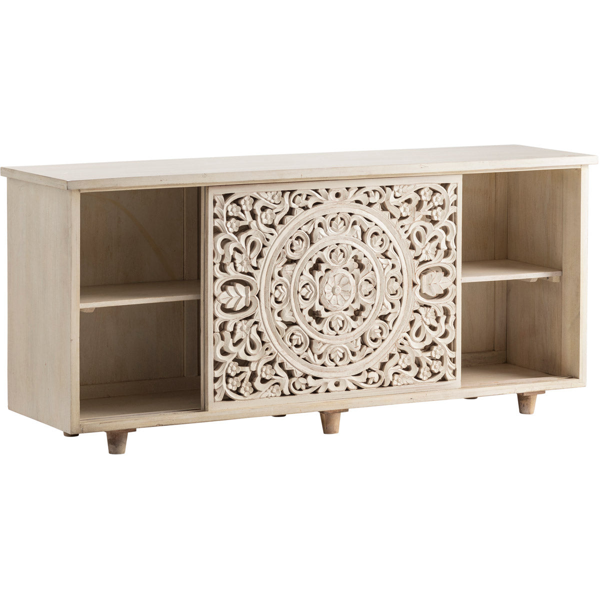 Crestview Collection Carrington 67" x 18" x 30" 2-Sliding-Door Traditional White Wood Sideboard