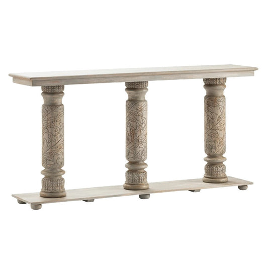 Crestview Collection Castleberry 70" x 15" x 35" Rustic Wood Console In Distressed Gray Finish