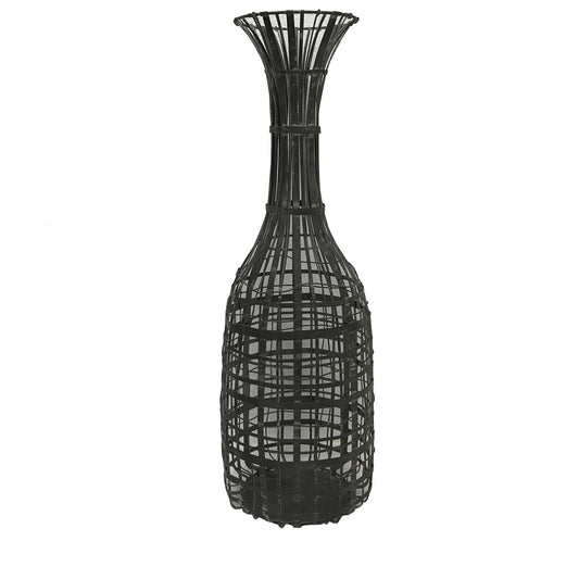 Crestview Collection Clancy 10" x 10" x 30" Rustic Metal Vase In Black Finish