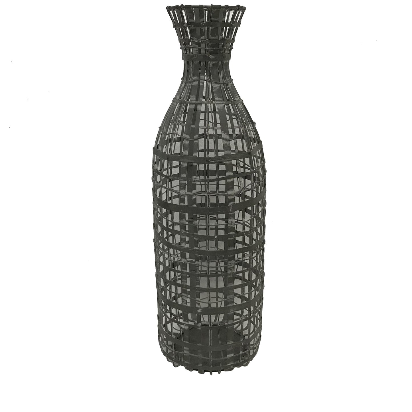 Crestview Collection Clancy 8" x 8" x 26" Rustic Metal Vase In Black Finish
