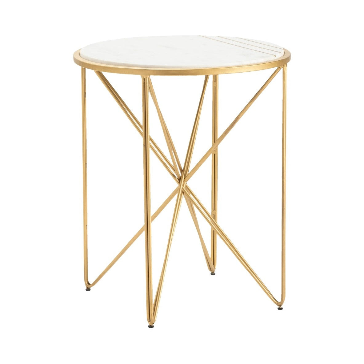 Crestview Collection Darby 20" x 20" x 24" Modern Marble And Iron Accent Table In White and Gold Finish