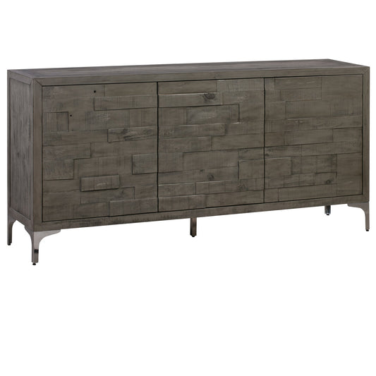 Crestview Collection Delaware 70" x 16" x 34" 3-Door Transitional Brown Wood And Metal Sideboard