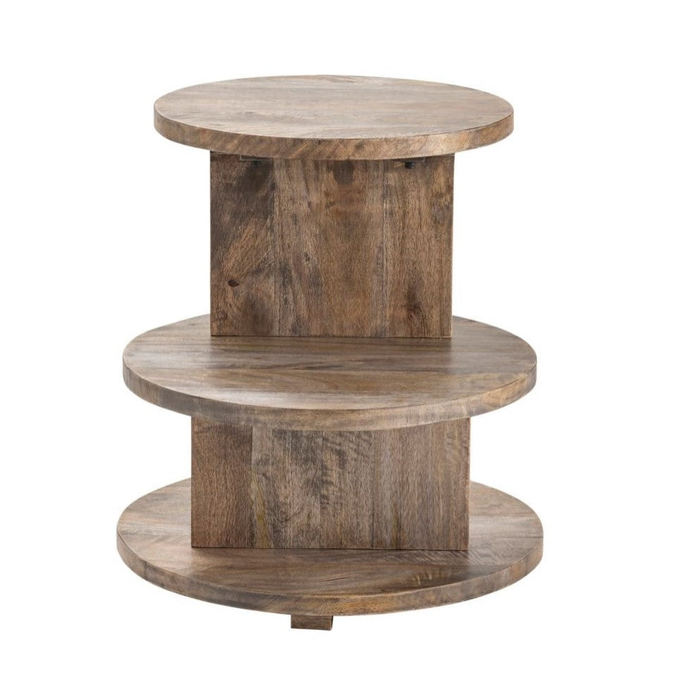 Crestview Collection Dempsey 22" x 22" x 24" 3-Shelf Transitional Wood Accent Table In Natural Finish