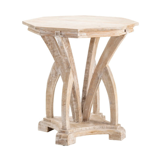 Crestview Collection Evelyn 26" x 26" x 29" Rustic Wood Accent Table In Light Brown Finish
