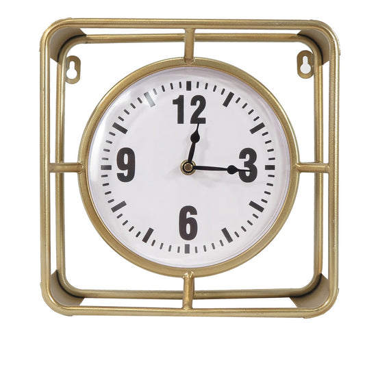 Crestview Collection Forward Timing 10" x 4" x 10" Transitional Aluminum Table Top Clock In Gold Finish