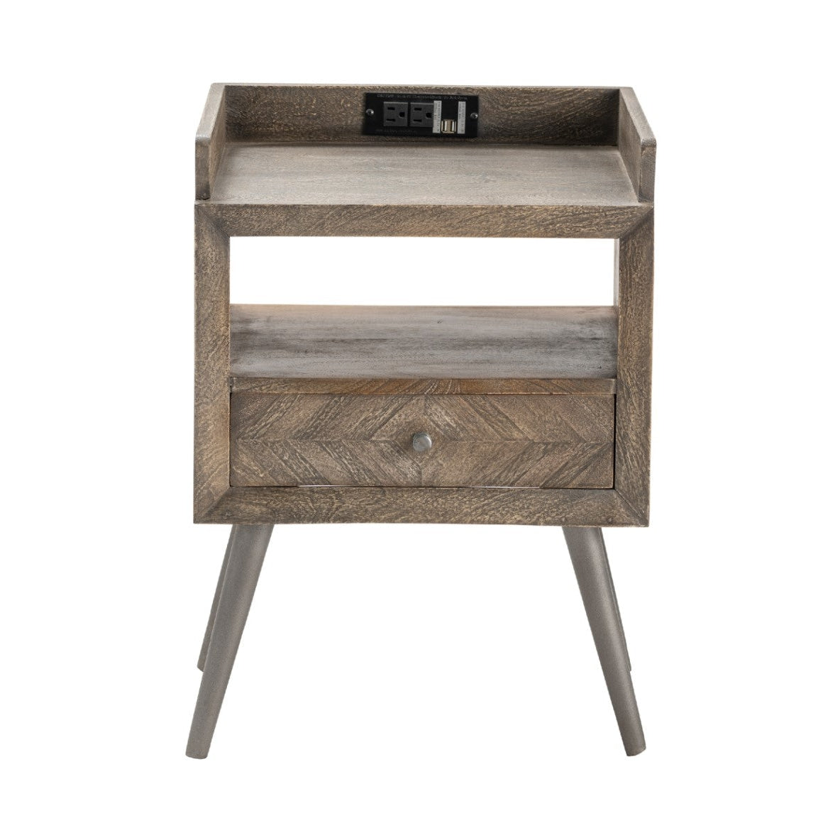 Crestview Collection Freeport 18" x 15" x 25" 1-Drawer Rustic Metal And Wood Accent Table In Brown and Gray Finish