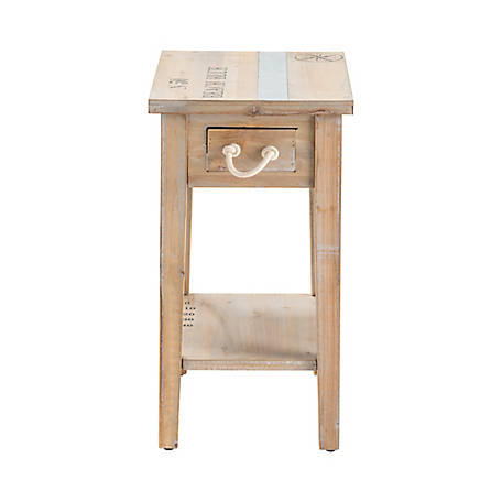 Crestview Collection Grand Isle 18" x 13" x 24" Coastal Wood Chairside Table In Natural Finish