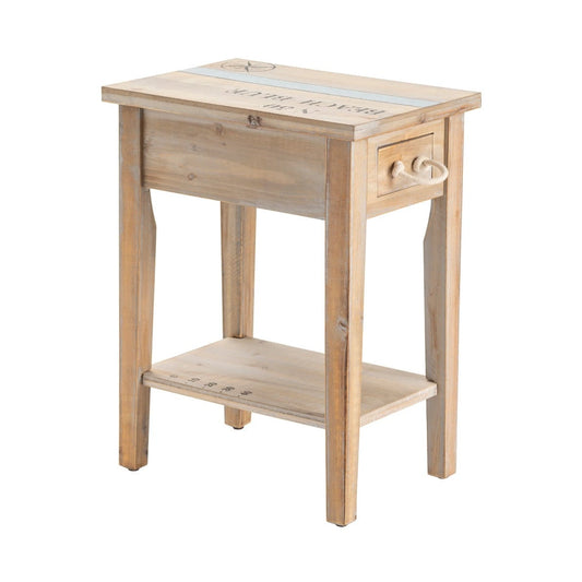 Crestview Collection Grand Isle 18" x 13" x 24" Coastal Wood Chairside Table In Natural Finish