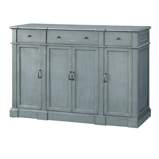 Crestview Collection Hampton 68" x 16" x 49" 3-Drawer 4-Door Traditional Crackled Gray Wood Tall Sideboard