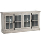 Crestview Collection Harrison 72" x 17" x 36" 4-Door Traditional Glass And Wood Media Console In Light Gray Wash Finish