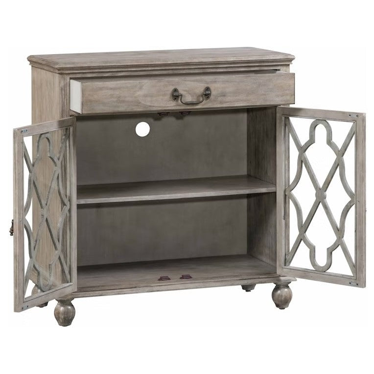 Crestview Collection Hawthorne Estate 36" x 18" x 39" 1-Drawer 2-Door Traditional Wood And Glass Fretwork Sideboard In Ash Finish