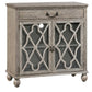 Crestview Collection Hawthorne Estate 36" x 18" x 39" 1-Drawer 2-Door Traditional Wood And Glass Fretwork Sideboard In Ash Finish