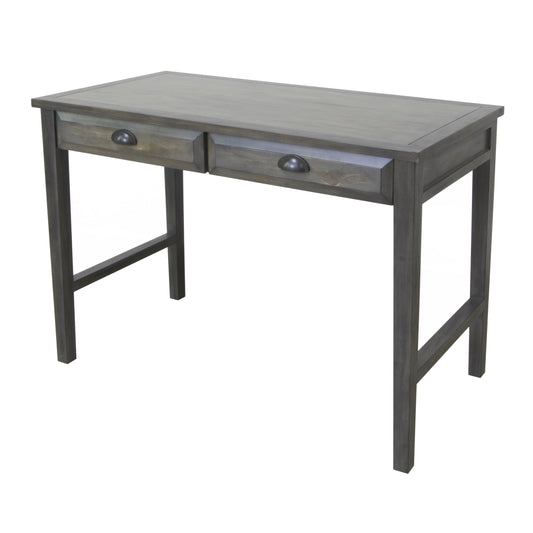 Crestview Collection Hawthorne Estate 44" x 22" x 30" 2-Drawer Rustic Wood Pine Accent Desk with USB Power In Gray Wash Finish