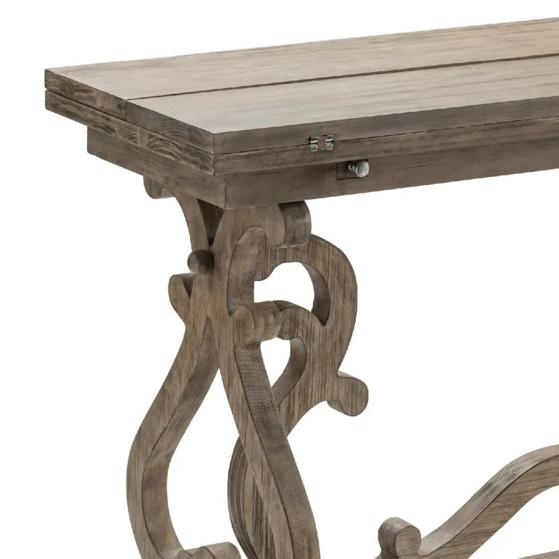 Crestview Collection Hawthorne Estate 60" x 32" x 30" Traditional Wood Flip-Out Console Table In Brushed Gray Finish