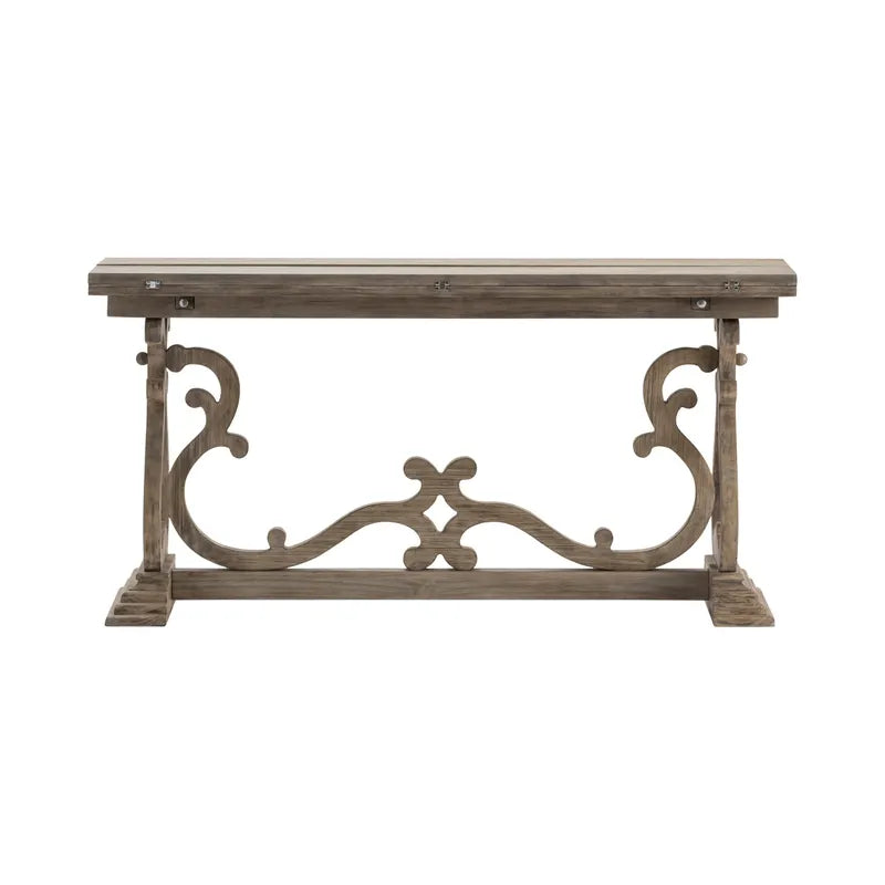 Crestview Collection Hawthorne Estate 60" x 32" x 30" Traditional Wood Flip-Out Console Table In Brushed Gray Finish