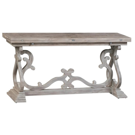 Crestview Collection Hawthorne Estate 60" x 32" x 30" Traditional Wood Flip-Out Console Table In Brushed Gray Finish
